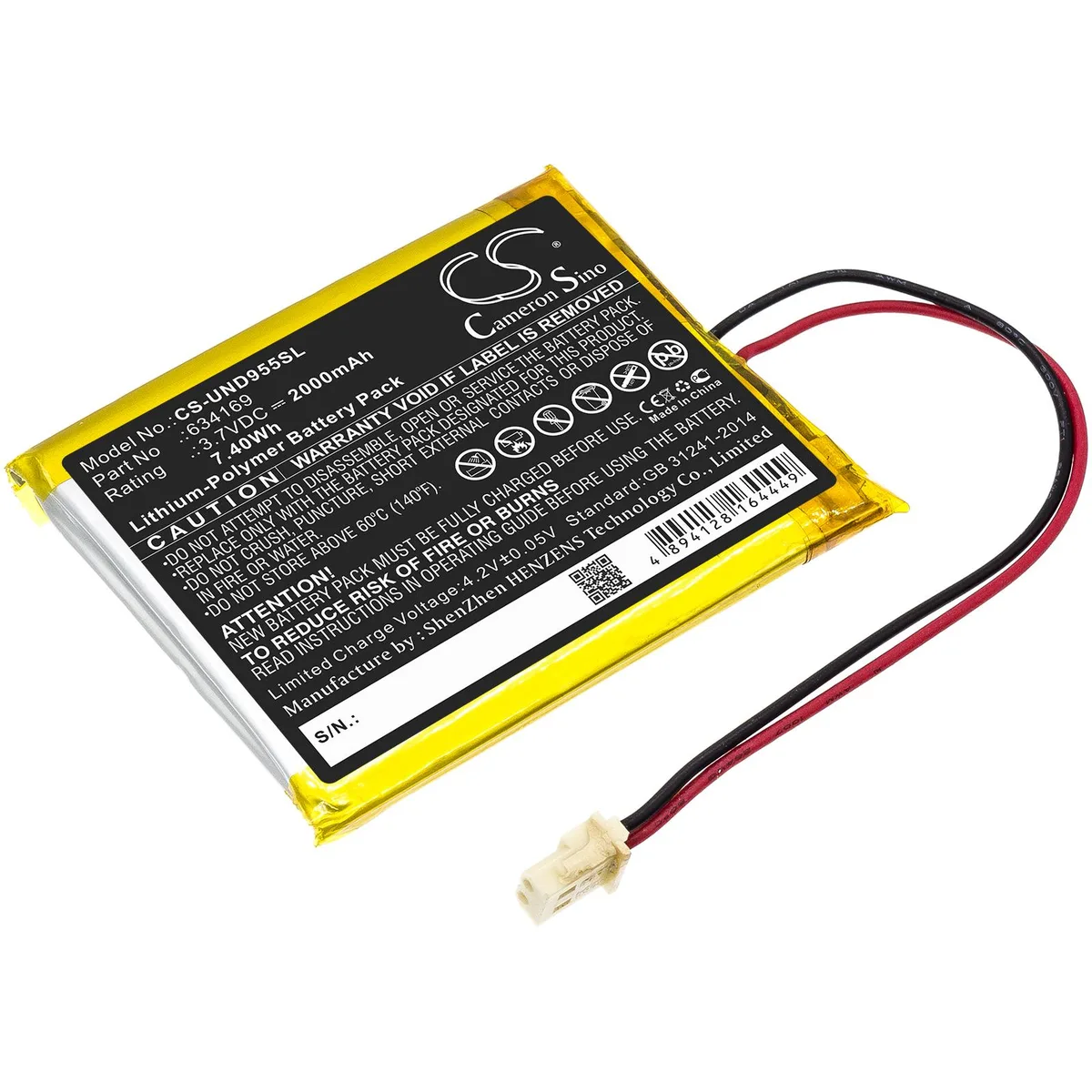 Cameron &amp; Co Cameron &amp; Co DS-CS-UND955SL 3.7V 2000mAh Li-Polymer Battery Black — product photo