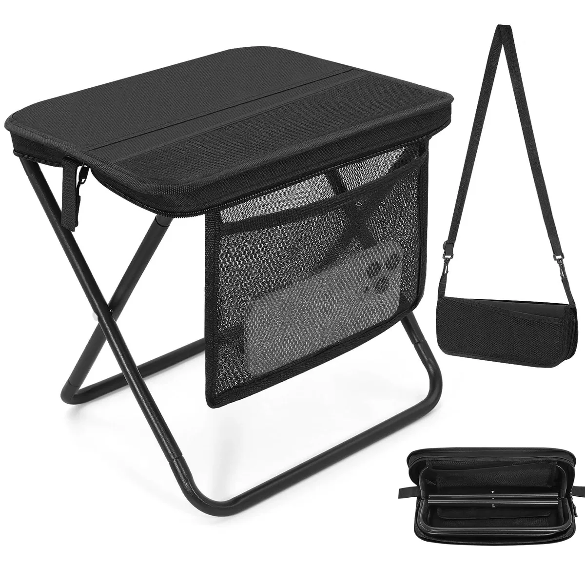  ChicRange Folding Camp Stool with Side Pocket Black 1.36 lbs 265 lbs capacity — product photo