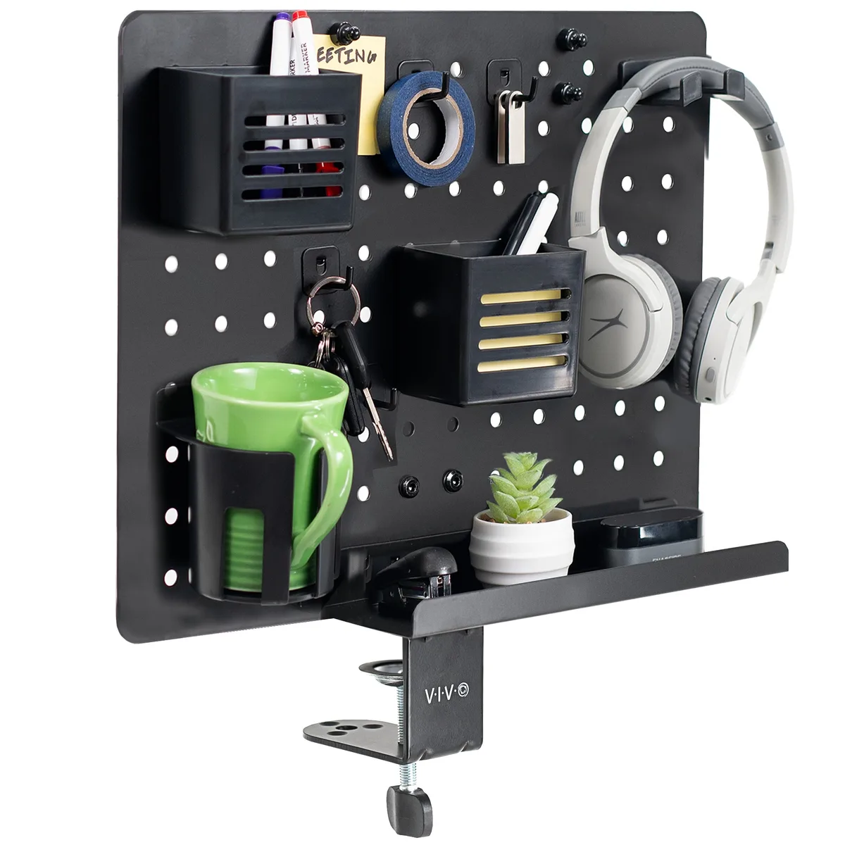 VIVO VIVO Black Steel Clamp-on Rotating Pegboard 17" x 13" Magnetic Desk Organizer — product photo