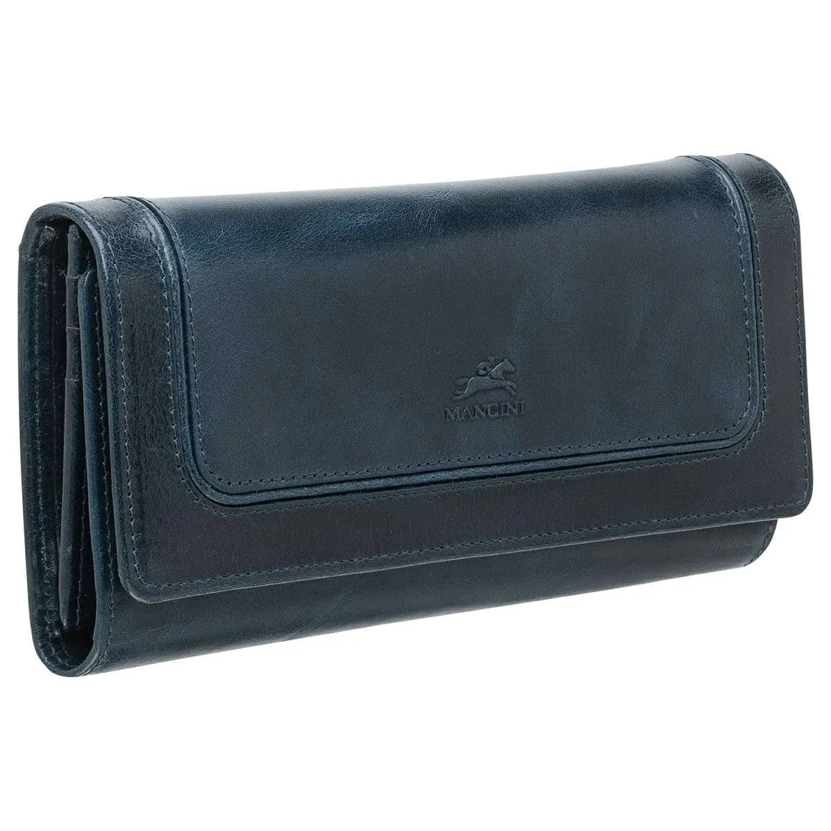 Mancini Leather Goods Mancini Leather Goods South Beach RFID Trifold Wallet Blue — product photo