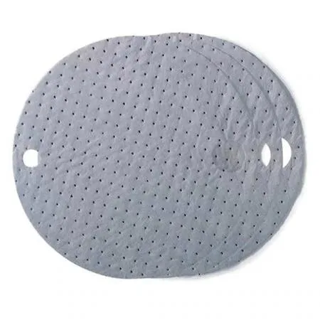Gray circular sorbent pads, 22 inch diameter, pack of 25