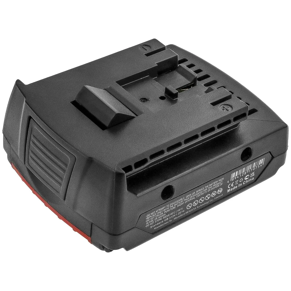 Rectangular black battery pack with side contacts