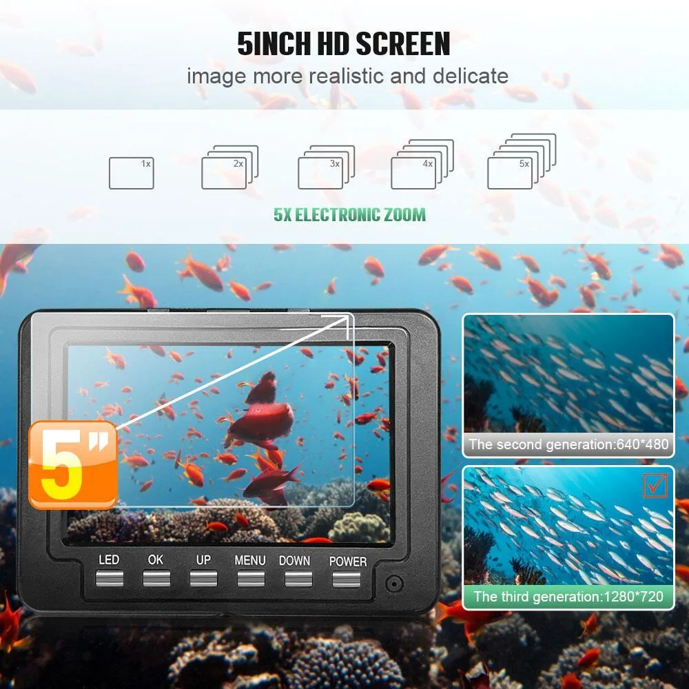 visiPower visiPower 5″ IPS LCD DVR Underwater Fishing Camera 12 Infrared LEDs 16GB 30m Cable IP68 — product photo
