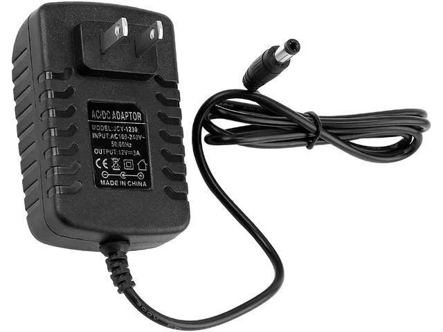 Black rectangular 12V 3A 36W power adapter with 5.5×2.5 mm DC plug