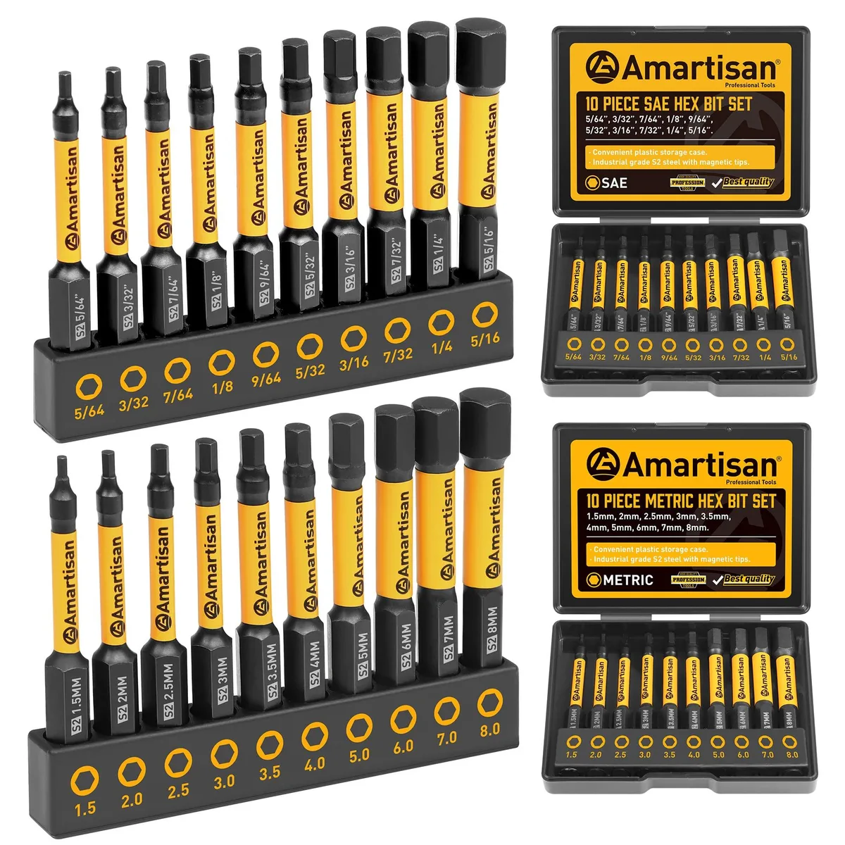  Amartisan AM020 20-Piece Hex Bit Set S2 Steel 2.3" Machine Shop Hardware — product photo
