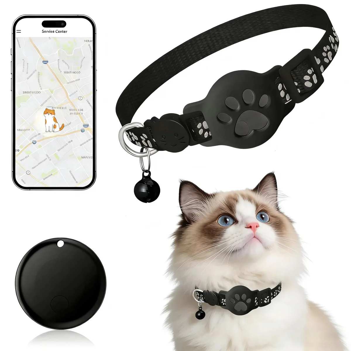 Small multi-colour ABS pet tracker with button