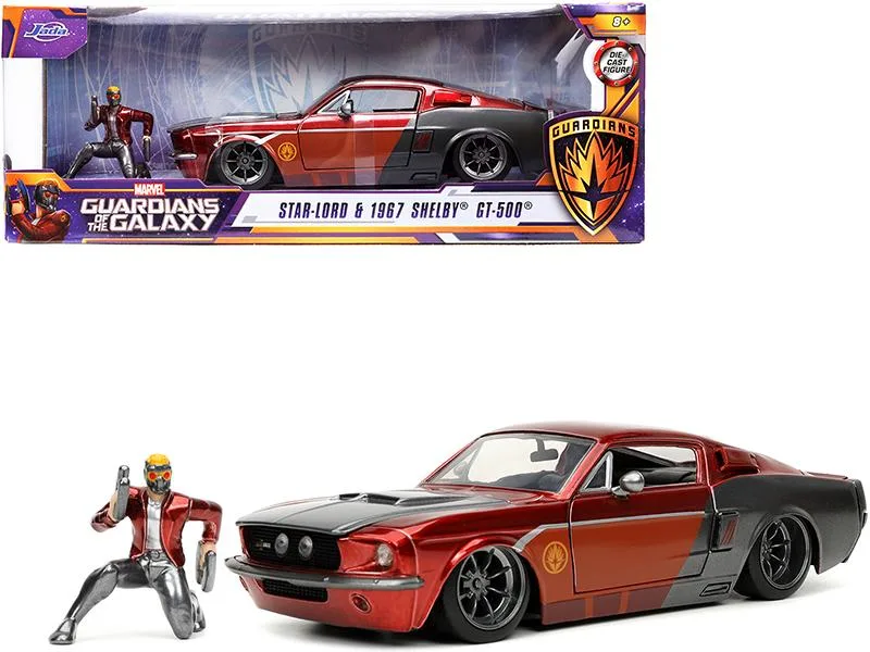 Jada Jada 1967 Ford Mustang Shelby GT-500 1/24 Red Gray Metallic with Star-Lord Figurine — product photo