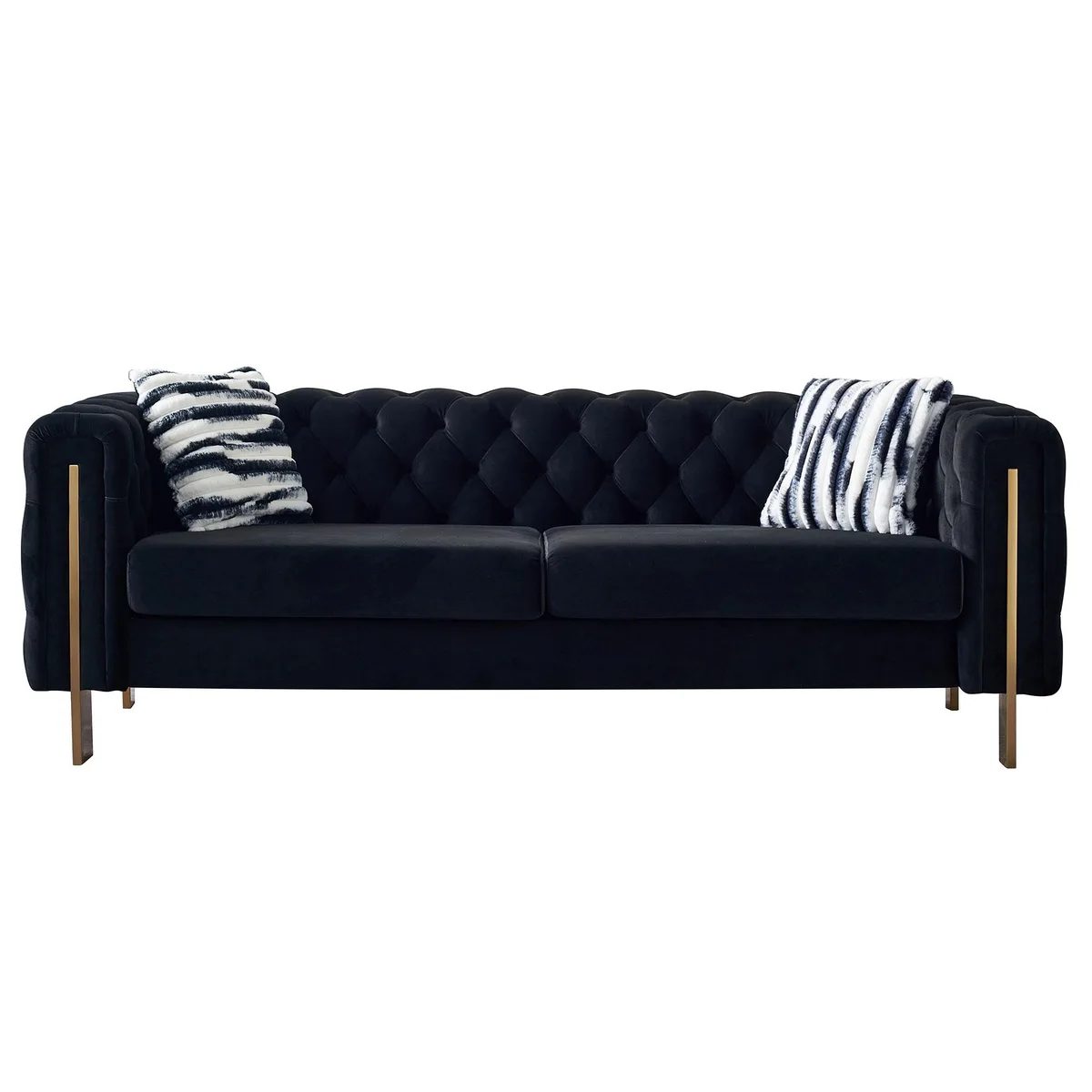 tuphen tuphen Chesterfield Velvet Sofa 84.25''W Black — product photo