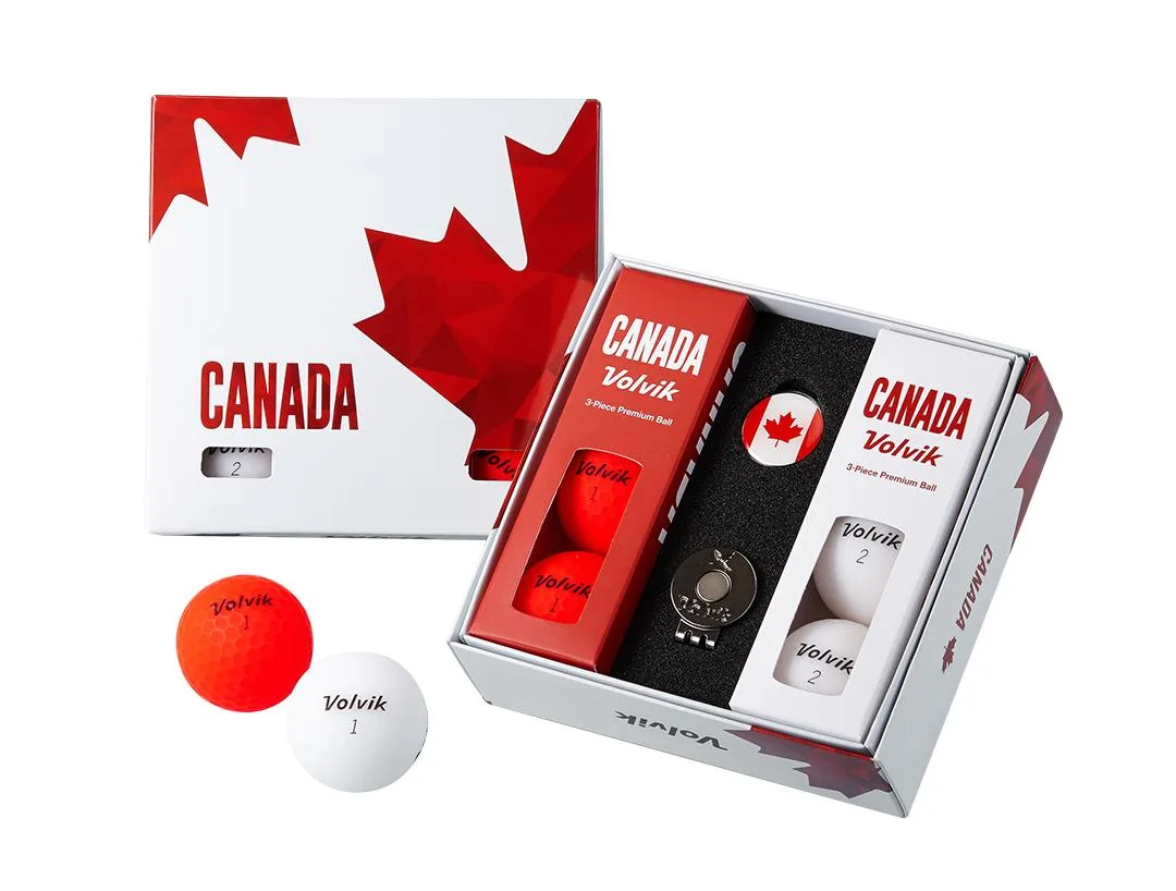 Volvik Volvik Canada 2.0 Maple Leaf Limited Edition Matte Golf Balls 6 Pack Red White — product photo