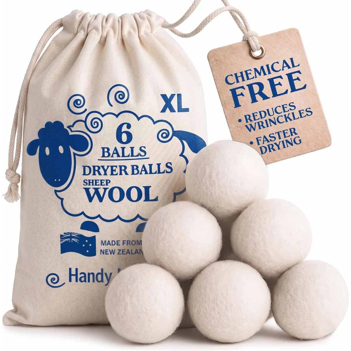  Handy Laundry 5112 Wool Dryer Balls 6 Pack dryer accessory — product photo