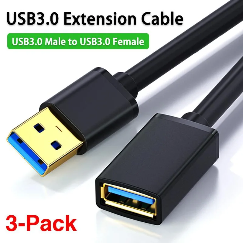 LUOM LUOM USB 3.0 Extension Cable USB A Male to Female 1.64ft 3-Pack — product photo