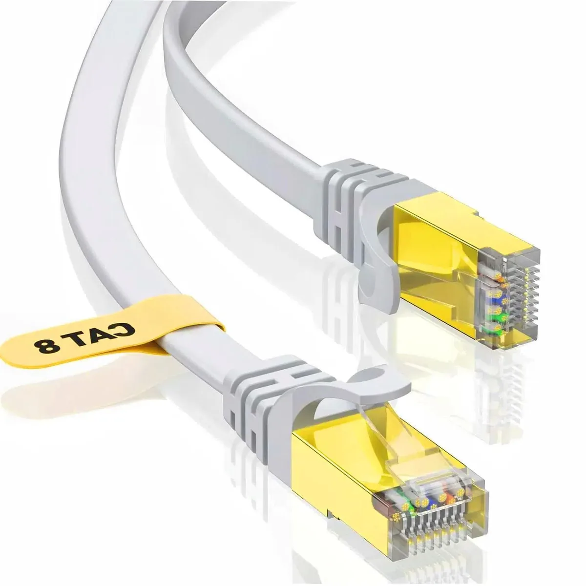  Cmezevi EC03 Cat-8 Ethernet Cable 2M White 40Gbps 2000Hz — product photo