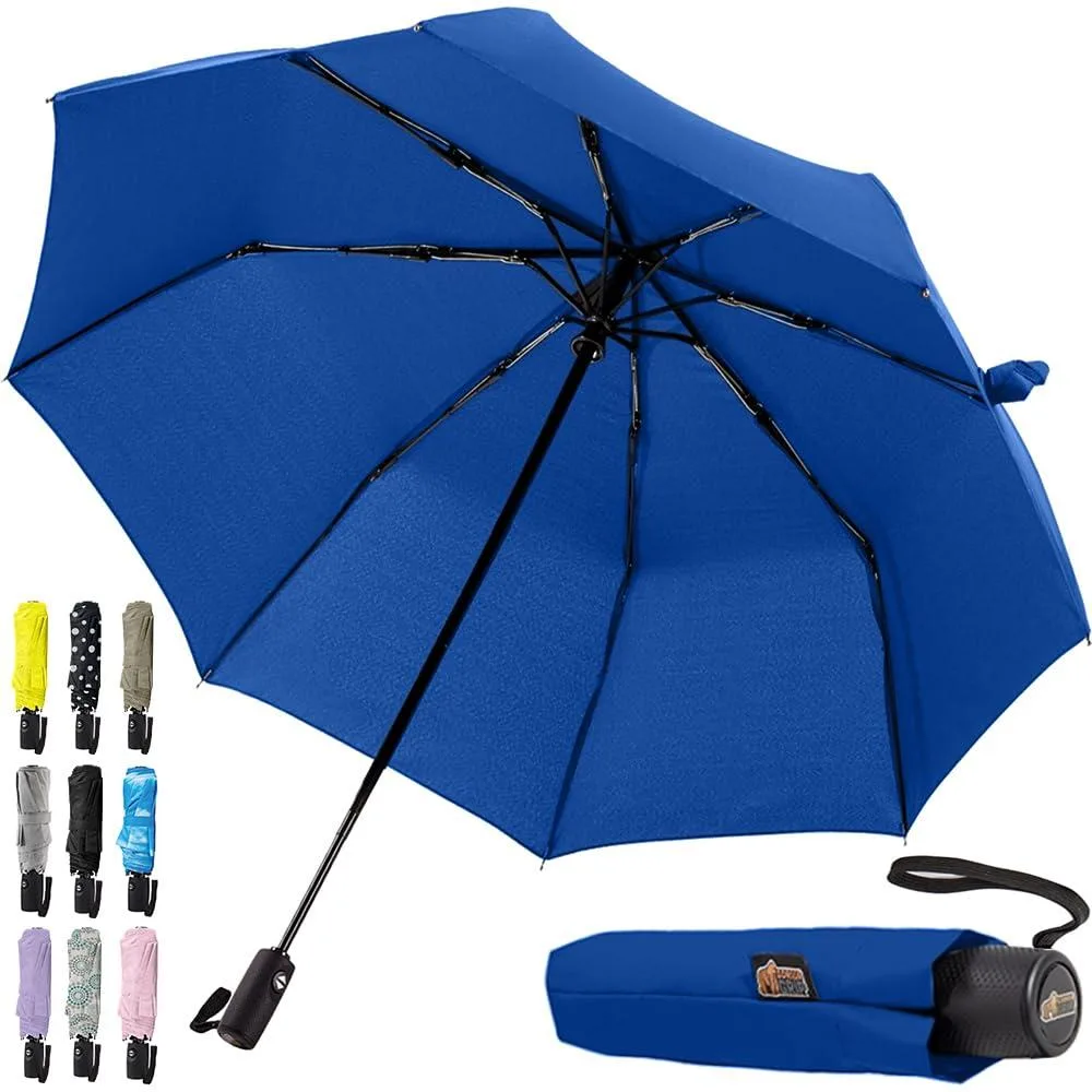 GORILLA GRIP Compact Travel Umbrella Clear 42in 11.5in .9lb 8 ribs 23mph 20 UPF — product photo
