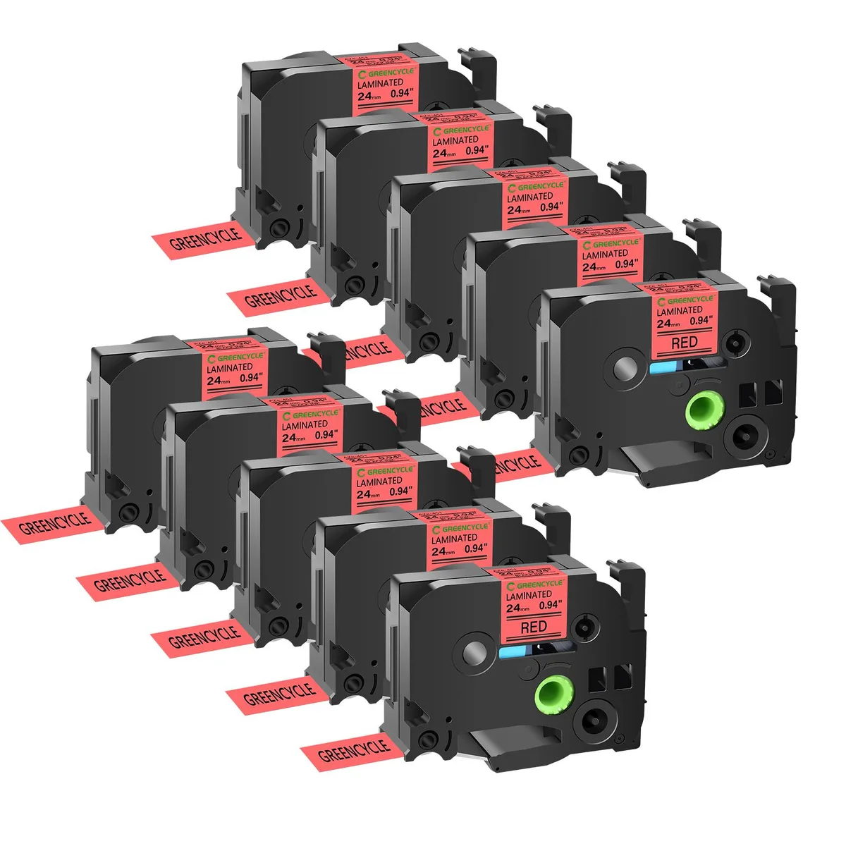 GREENCYCLE GREENCYCLE TZe-451 24mm Black on Red Laminated Label Tape 20 Pack — product photo