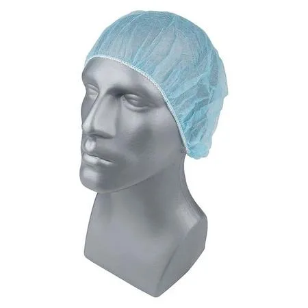 Lightweight blue polypropylene bouffant cap 21 in diameter flat style pack of 1000