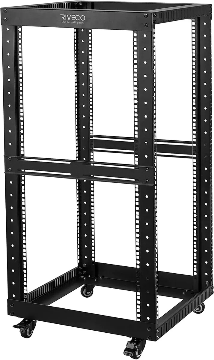 BFKK BFKK 22U Open Frame Server Rack with Wheels Black — product photo