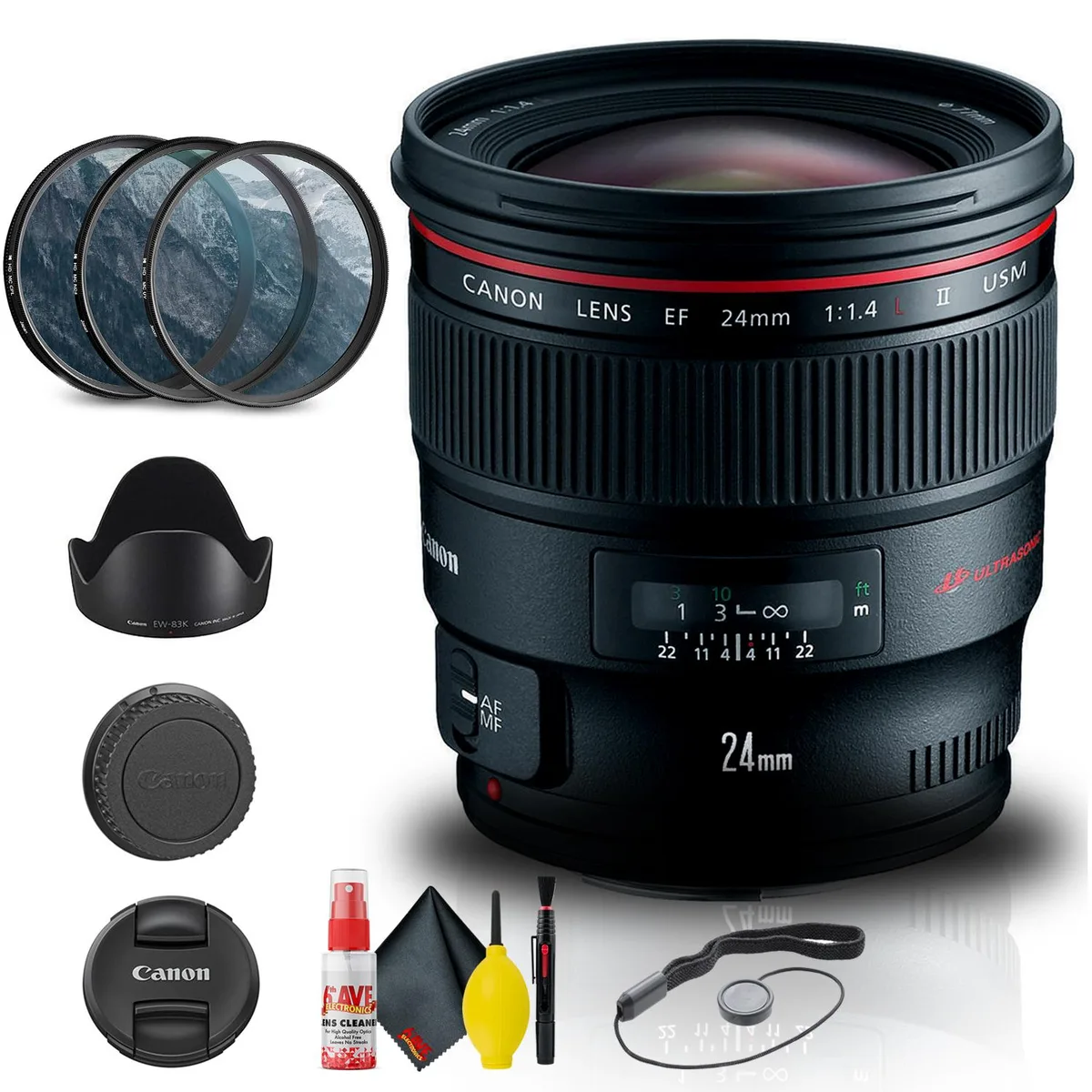 Canon Canon EF 24mm f/1.4L II USM Lens 2750B002 with 77mm Filter Kit, Cap Keeper, Cleaning Kit — product photo