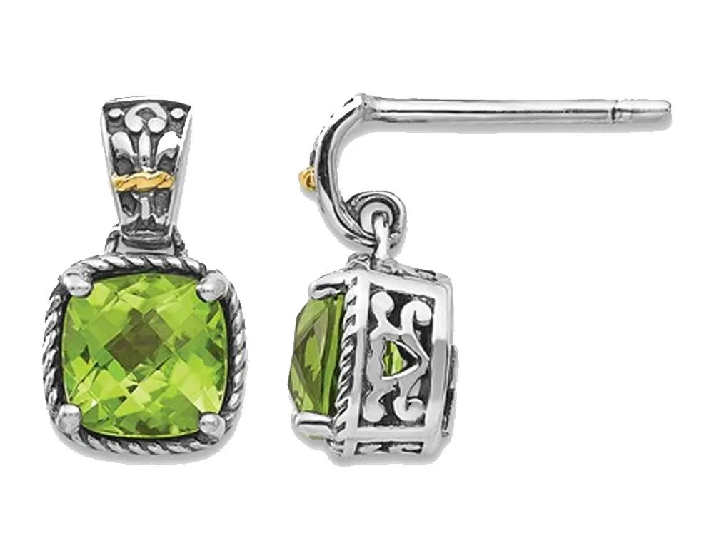 Gem &amp; Harmony Gem &amp; Harmony Peridot Post Earrings 2.00 ctw Sterling Silver 925 14K Gold Accents — product photo