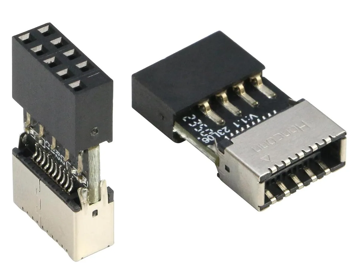 RIITOP RIITOP USB 2.0 to USB 3.2 Gen 1 Header Adapter 2-Pack 9Pin 3.1 Type-E A-Key Converter Extending C Ports — product photo