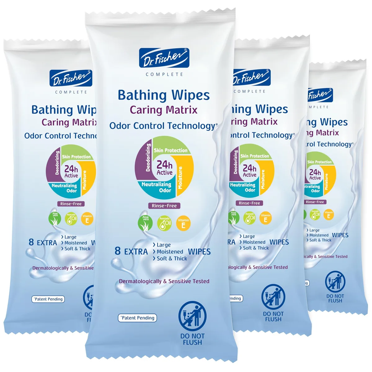 Pack of 32 XL body wipes with aloe vera