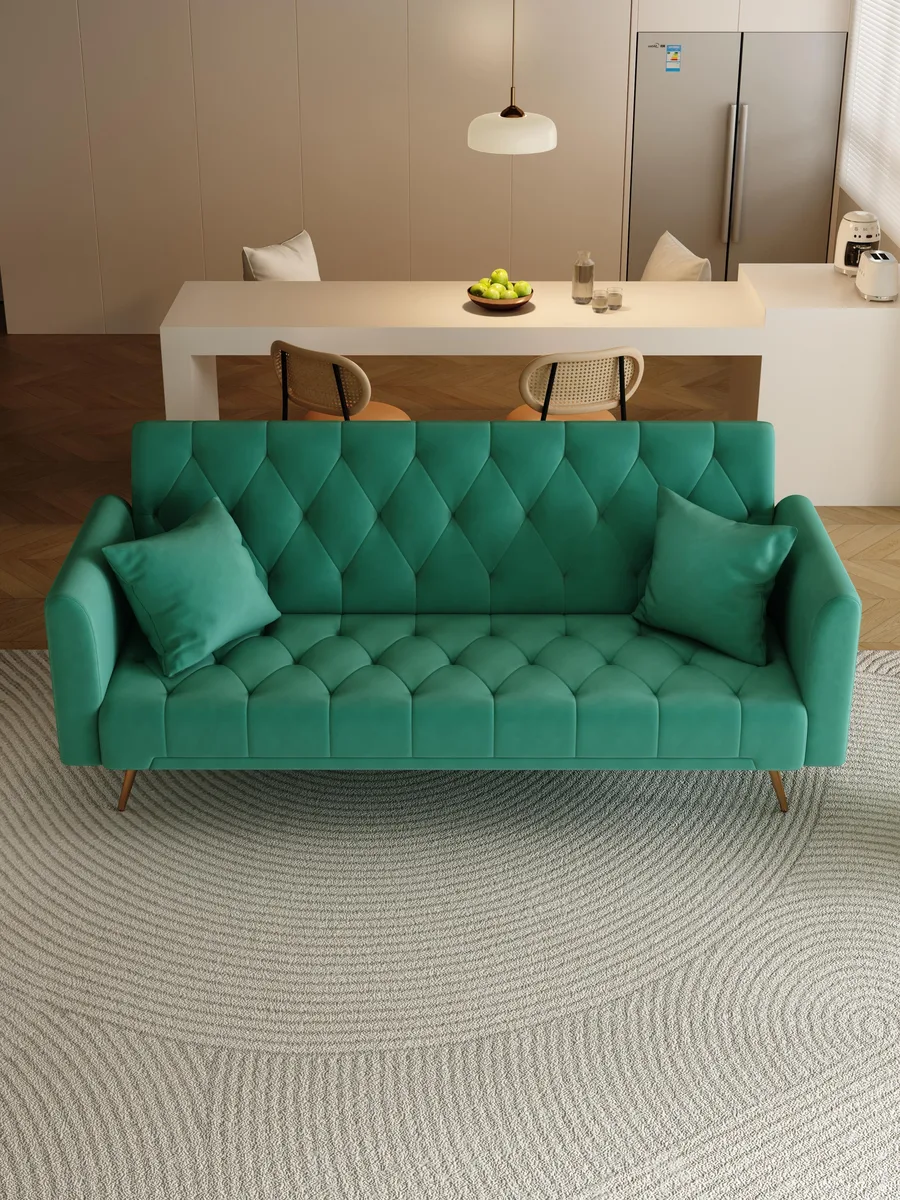 tuphen tuphen 71 inch convertible love seat sofa green velvet — product photo