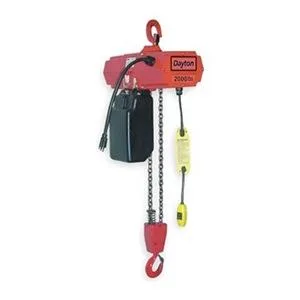 Compact electric chain hoist with hook mount and metal housing