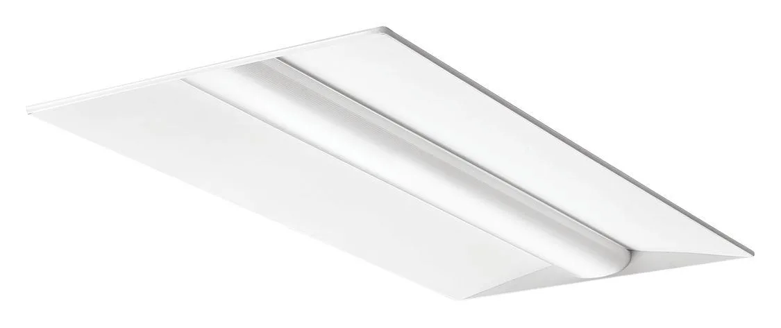 White square LED troffer kit with center basket lens