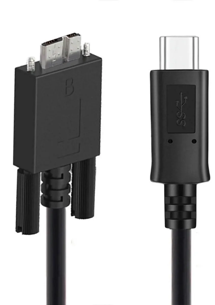 USB-C to Micro USB 3.0 cable with screw-lock connectors