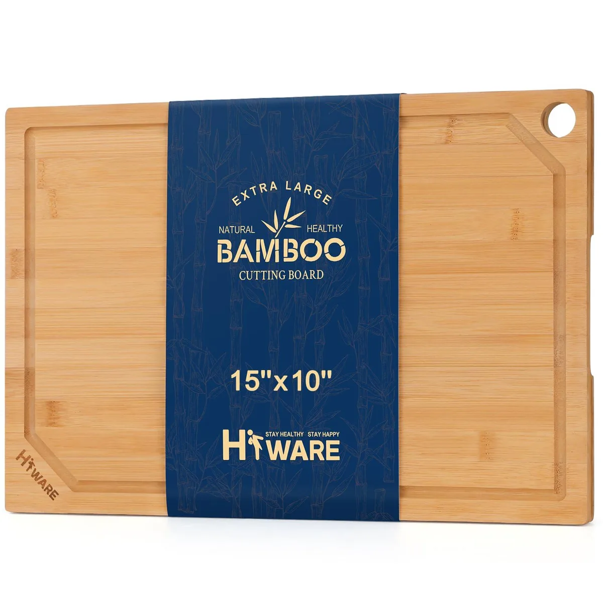  HIWARE Bamboo Cutting Board 15 x 10 x .8 in — product photo