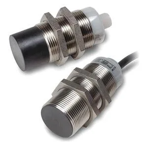 Cylindrical stainless steel inductive sensor 30 mm diameter 74 mm length 4 pin micro DC connector