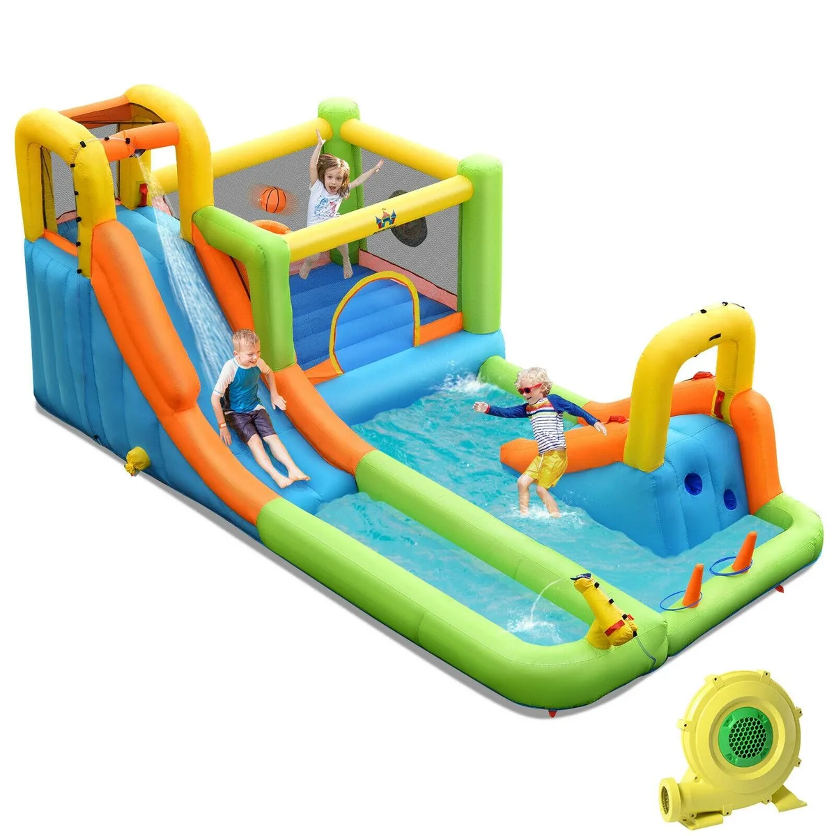 SlickBlue SlickBlue 8-in-1 Inflatable Water Slide Bounce House Multi 735W Blower — product photo