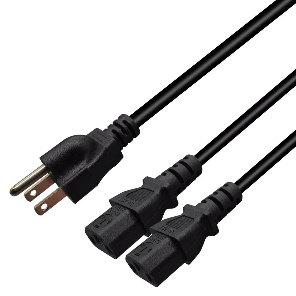 TeKit TeKit 5-15P to Dual C13 Y Splitter 3ft 1m Black — product photo