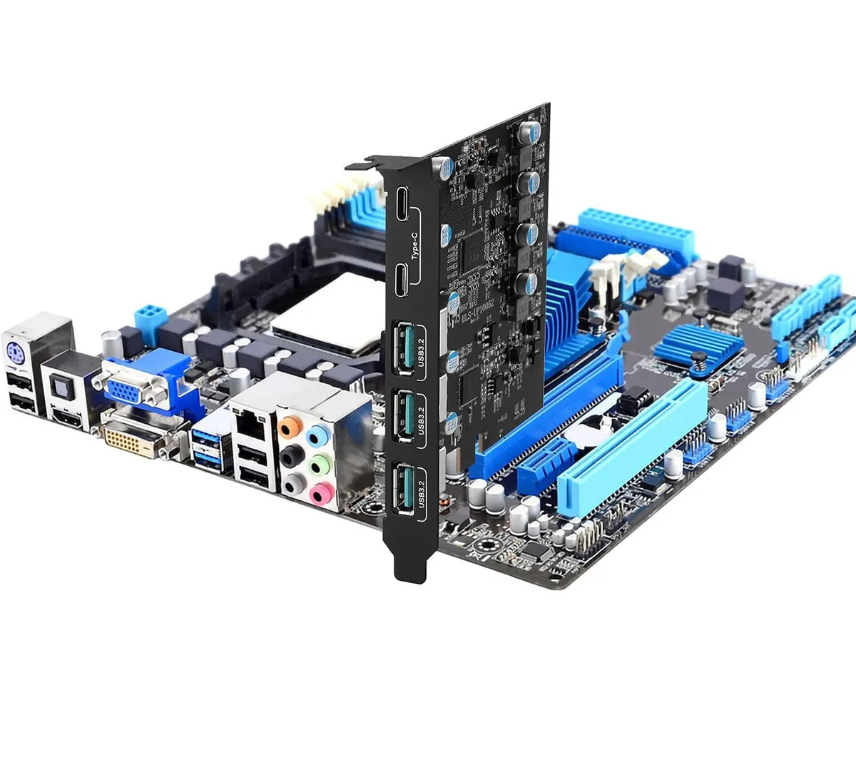 ESTONE ESTONE PCIE23A2C3.2 PCIe USB 3.2 5-Port Expansion Card (2×USB-C, 3×USB-A) 10 Gbps — product photo