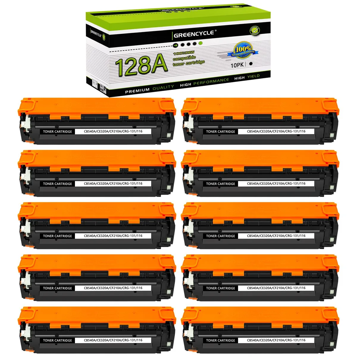 GREENCYCLE GREENCYCLE 10 Pack 128A CE320A Black Compatible Toner Cartridge — product photo