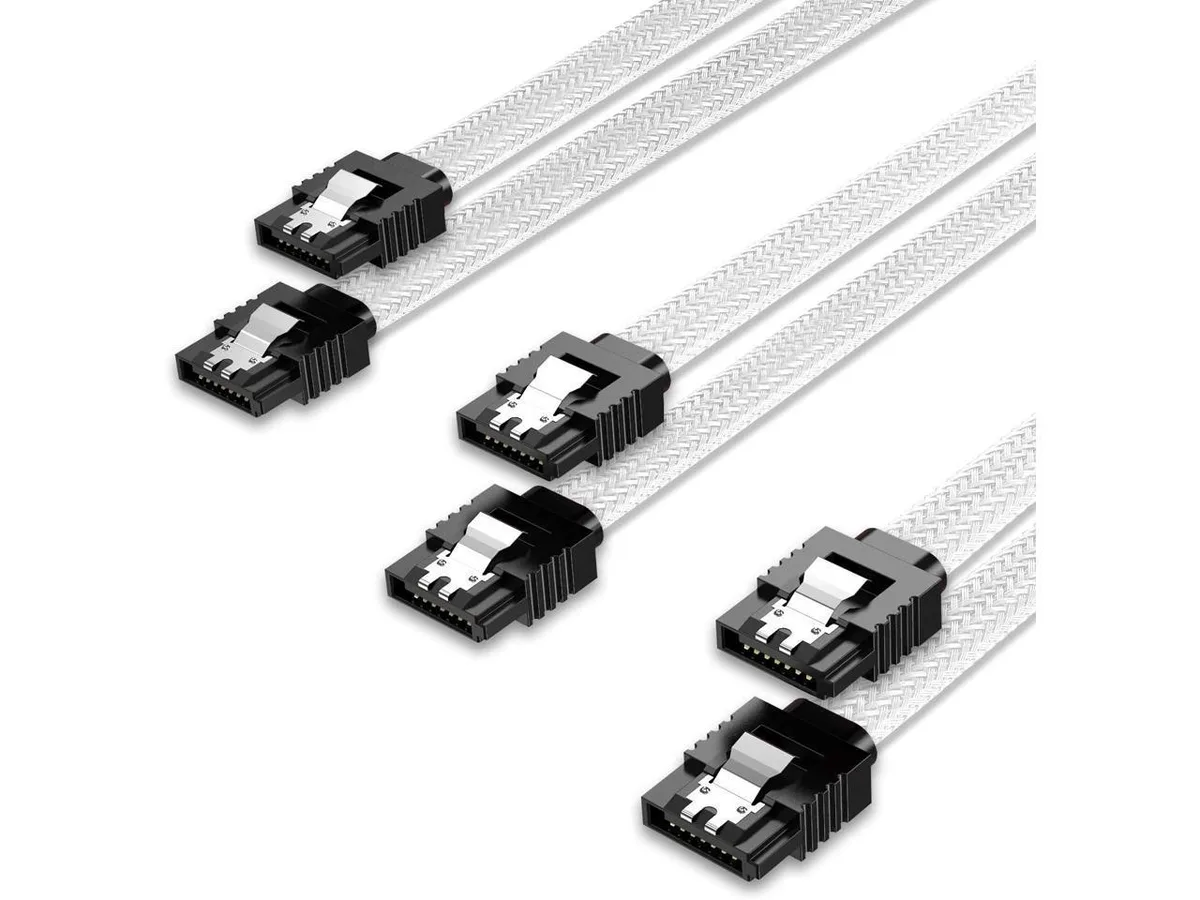 BUCIER BUCIER SATA Cable III 3-pack 6Gbps 18in White — product photo