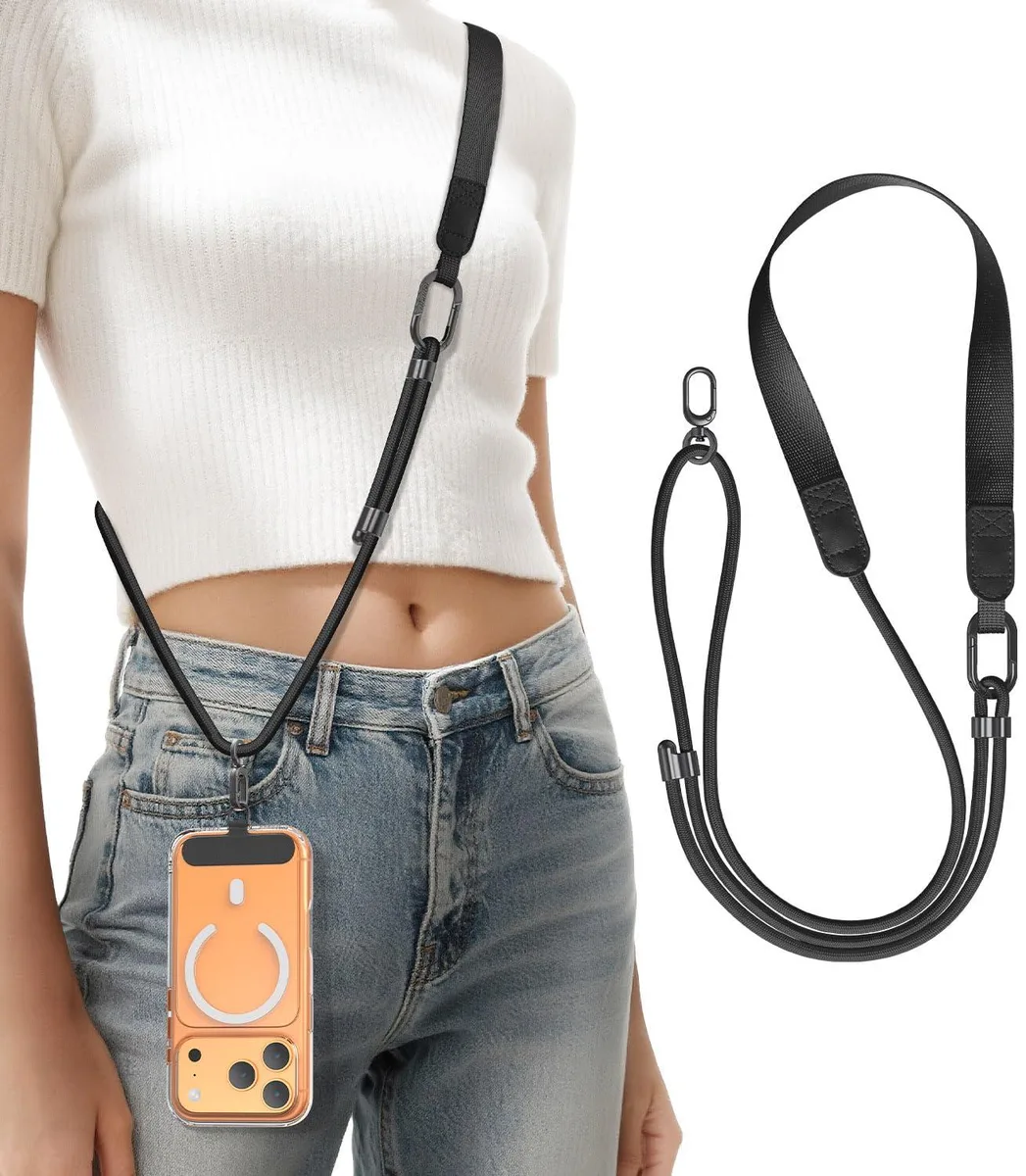  Niunisi Adjustable Phone Lanyard Crossbody Black 43-59 in — product photo