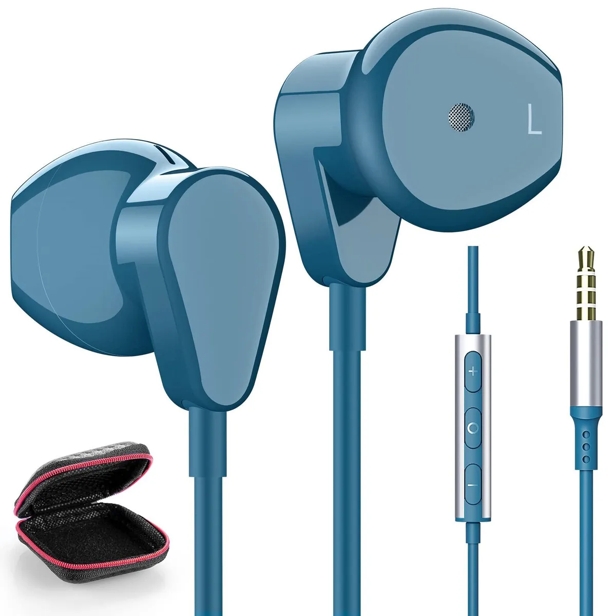 ASKUBSKU Wired Earphones Blue 3.5mm In-Ear — product photo