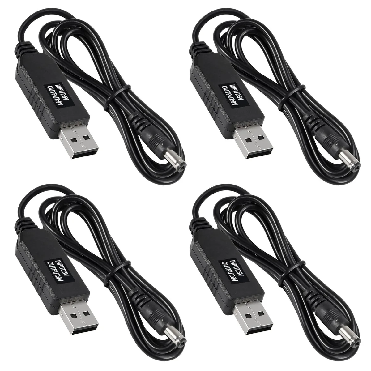 KEHIPI KEHIPI 4-pack 5V to 9V USB step-up cable 5.5x2.1mm 1M — product photo