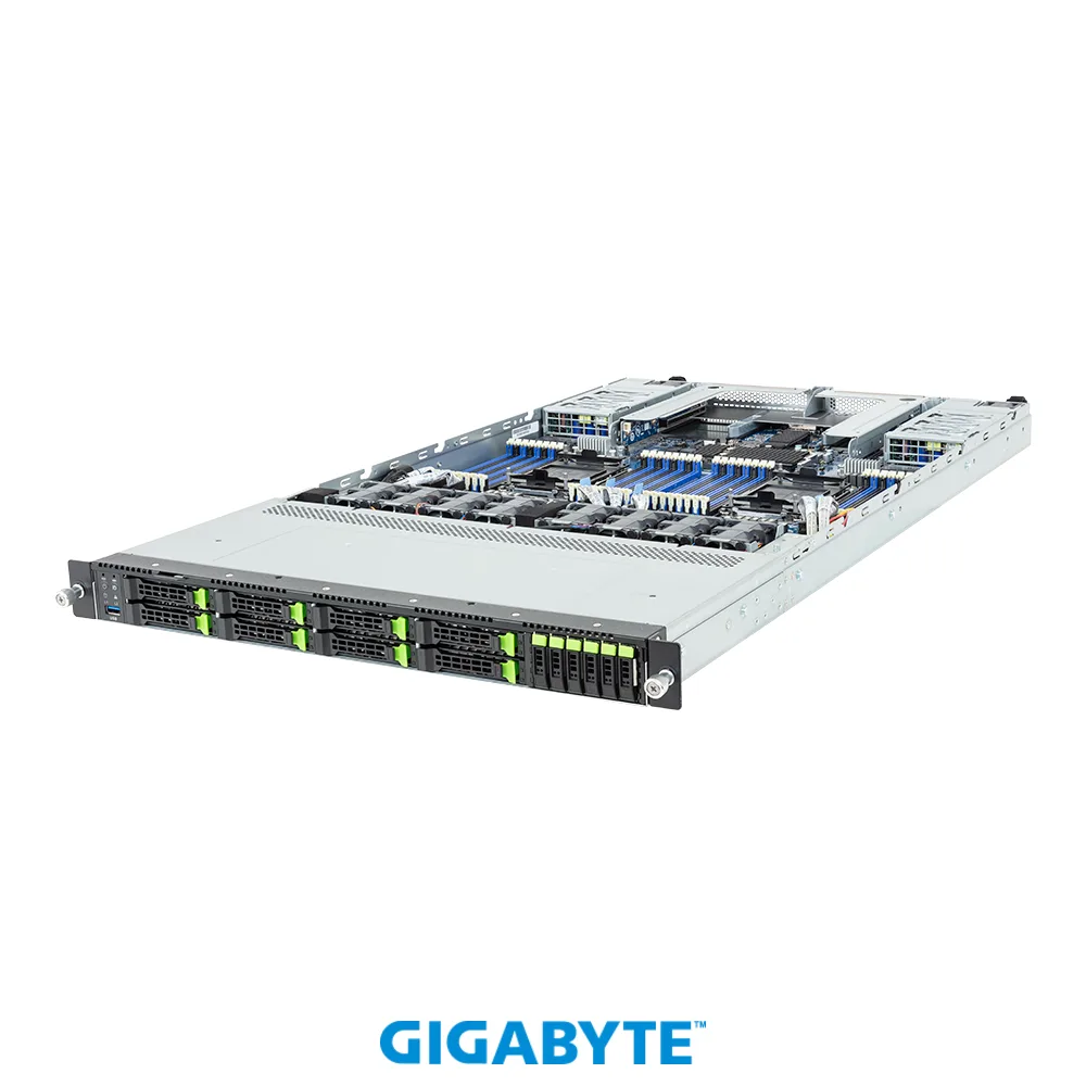 GIGABYTE GIGABYTE R184-S91-AAV1 barebone server 1U 6-bay E1.S NVMe + 8-bay 2.5" Gen5 NVMe/SATA/SAS-4 — product photo