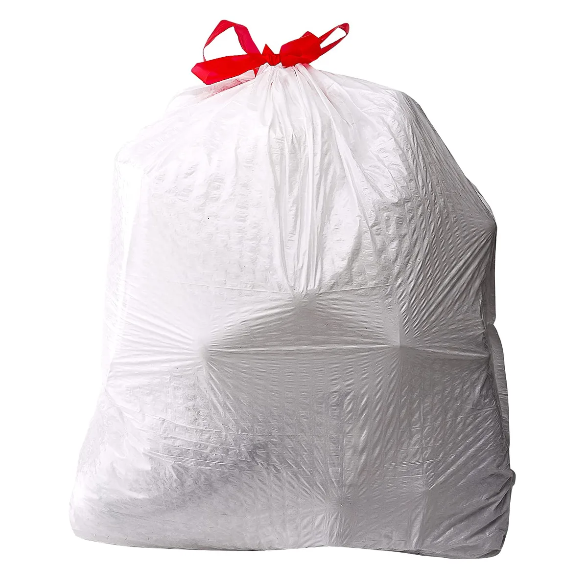 Amazon Basics 13 Gallon Drawstring Trash Bags 120 Count White Unscented — product photo