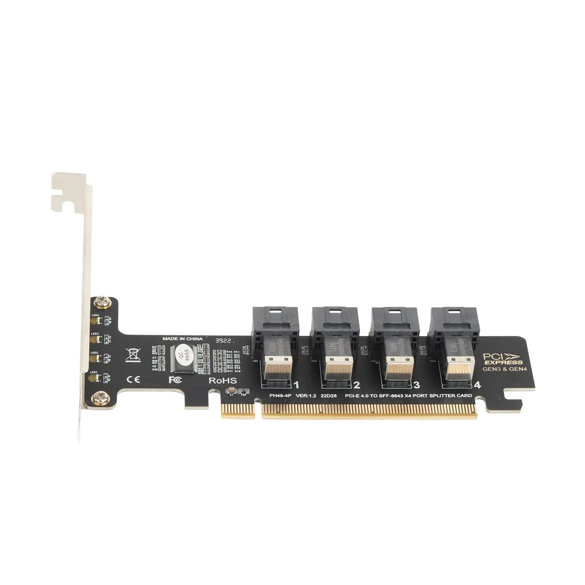 Vszerda Vszerda PH49 PCIe 3.0 x16 to 4-port U.2 NVMe SFF-8643/8639 expansion card — product photo