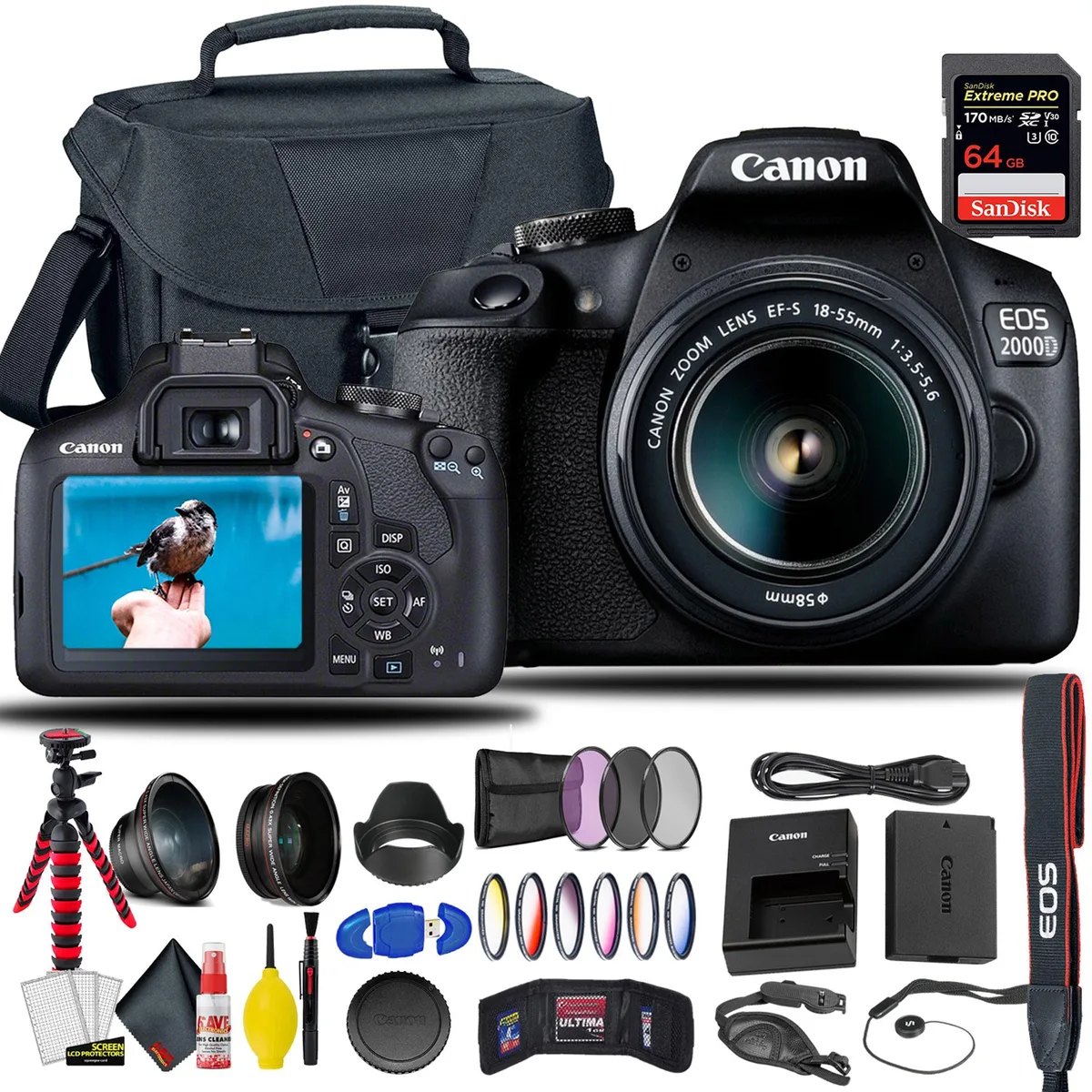 Canon Canon EOS 2000D / Rebel T7 DSLR Camera Kit with 18-55mm Lens and Pro Bundle — product photo