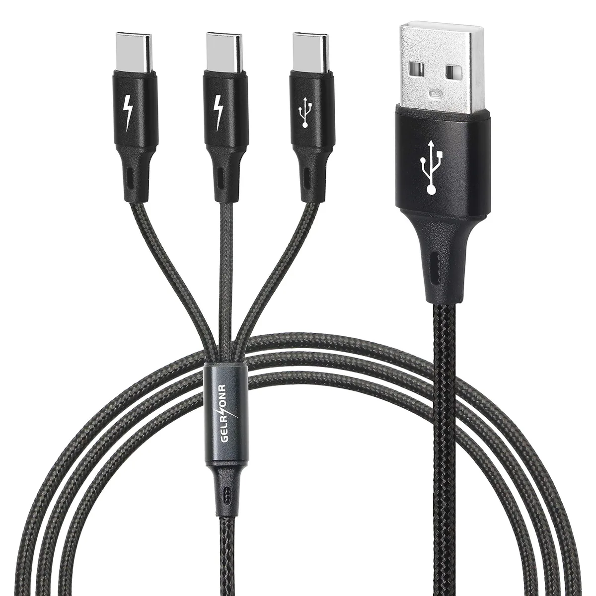 BUCIER BUCIER USB C Splitter Cable 3 in 1 1.25M 480Mbps 2.0 Braided — product photo
