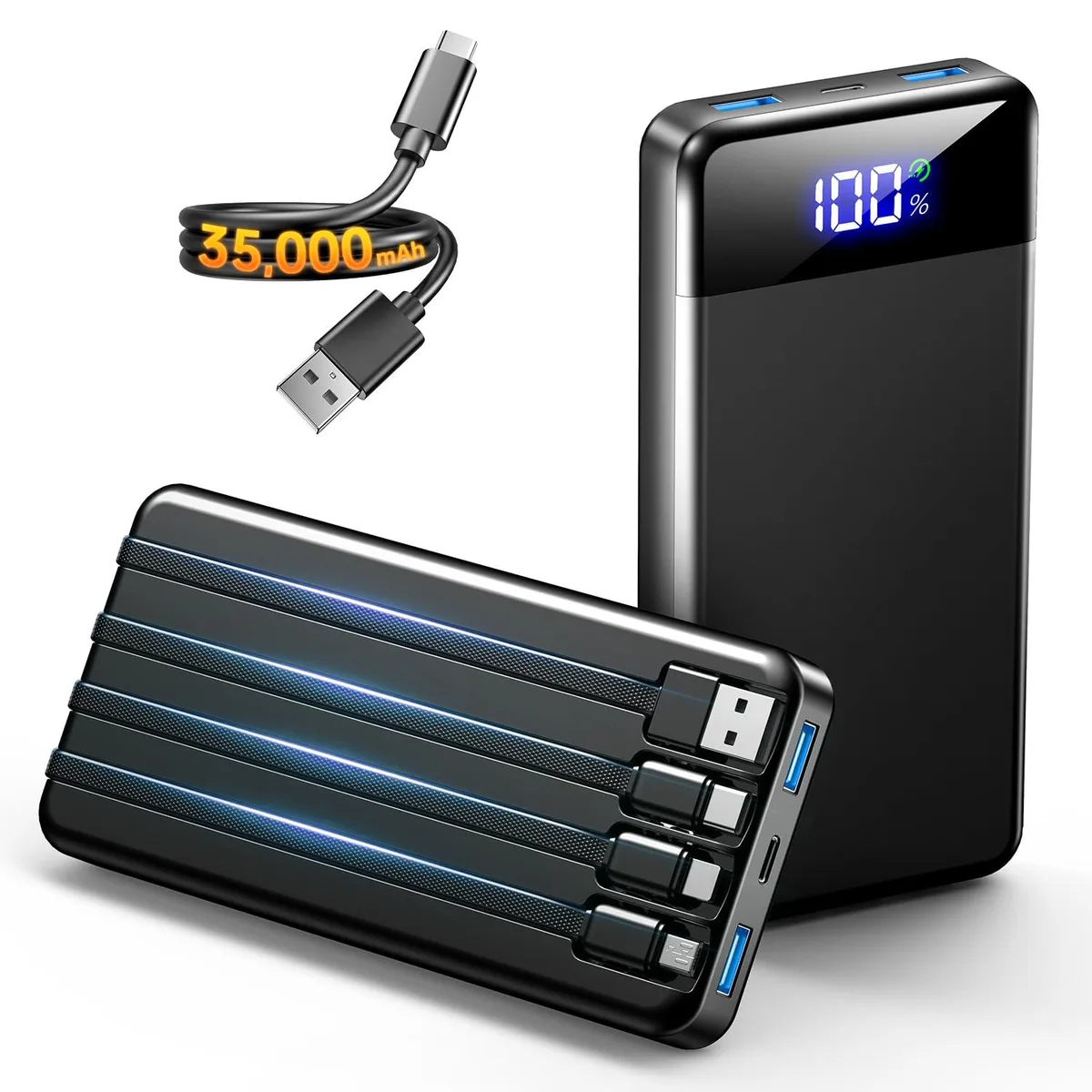 SABANI N6 35000mAh Power Bank Sooty 4 Built-in Cables — product photo