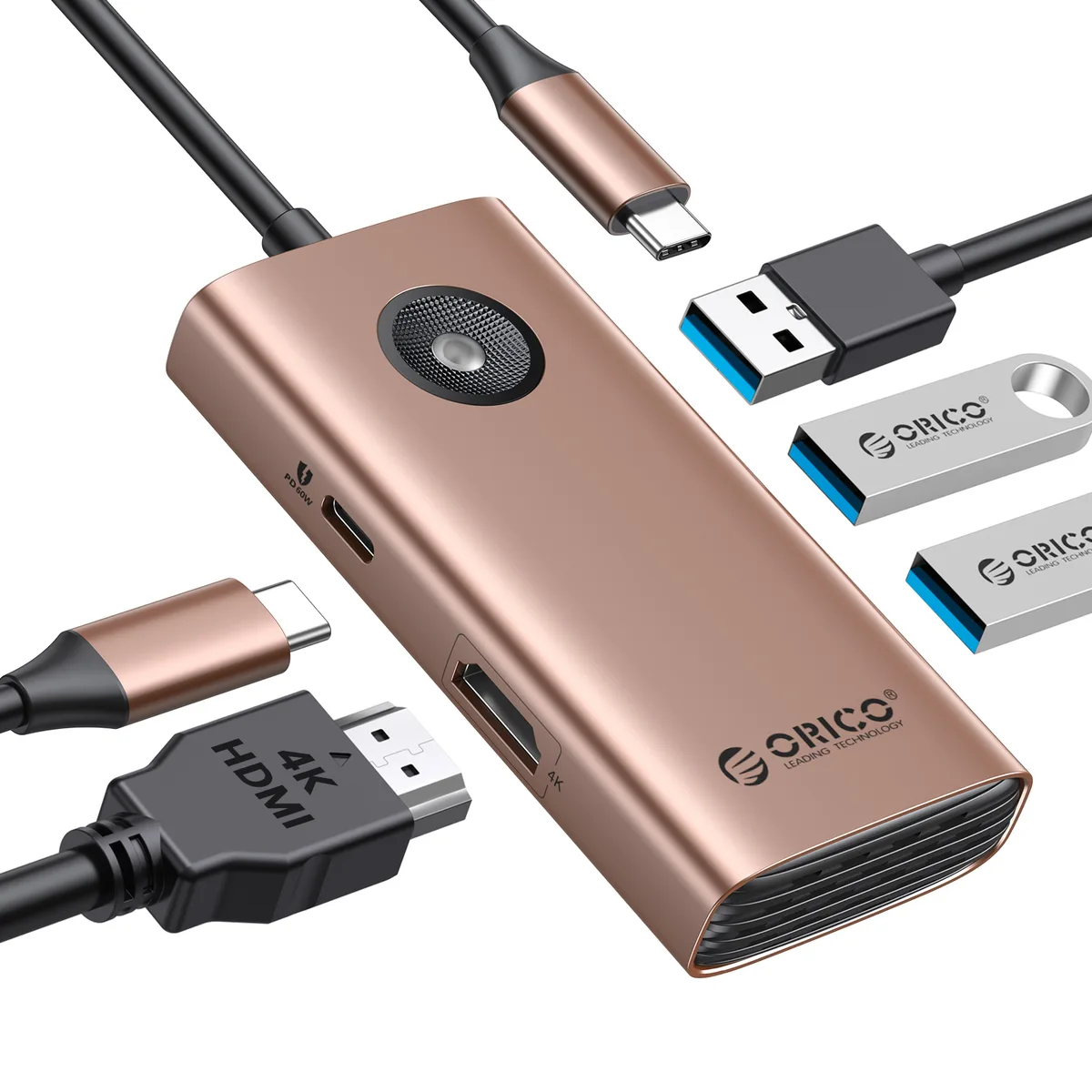 Orico Orico PW11-5P Gold 5-in-1 USB-C Docking Station — product photo