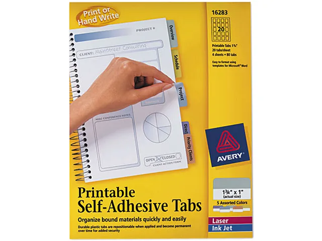 A pack of assorted self-adhesive plastic tabs for indexing pages