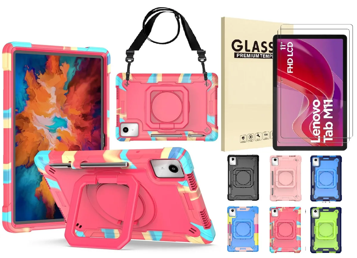 anicestore anicestore TB330FU case 11 inch pink 360 ring stand shoulder strap 2 glass — product photo