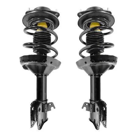 Unity front strut assembly kit, two silver units with coil springs and top mounts