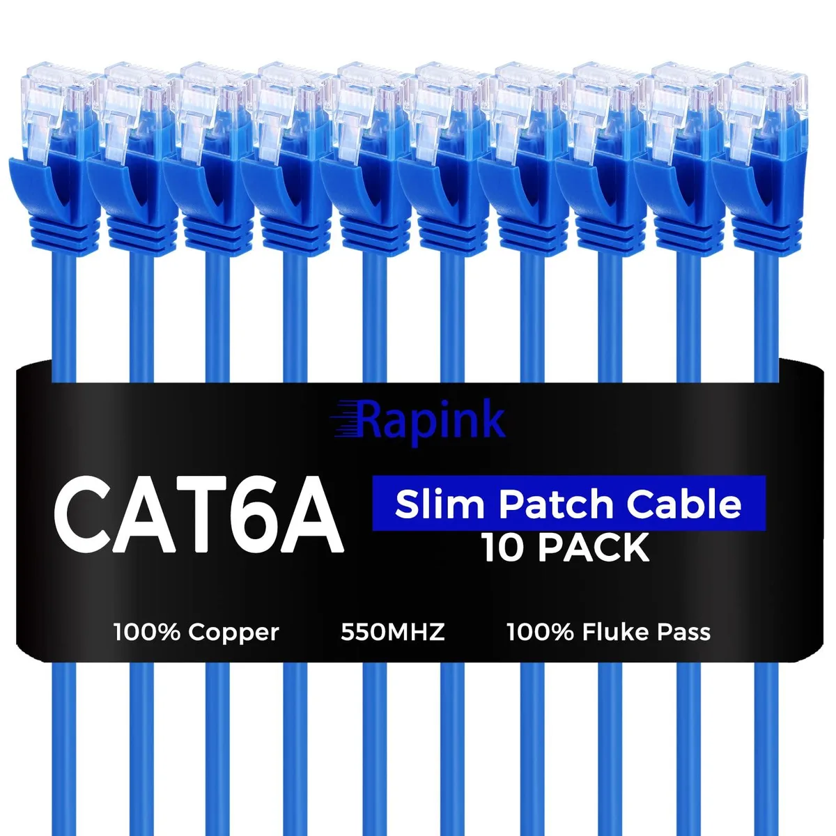 Rapink 10PC6A-5 Cat6a 5ft Ethernet Cables 10 Pack Blue — product photo