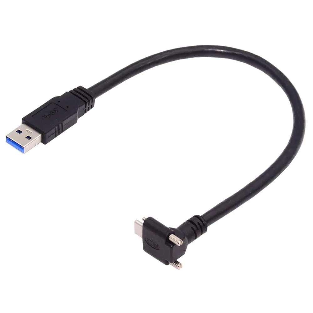 Fervit Fervit USB 3.1 Type-C Dual Screw Locking to USB 3.0 90 Degree Up Angled Cable 30cm — product photo